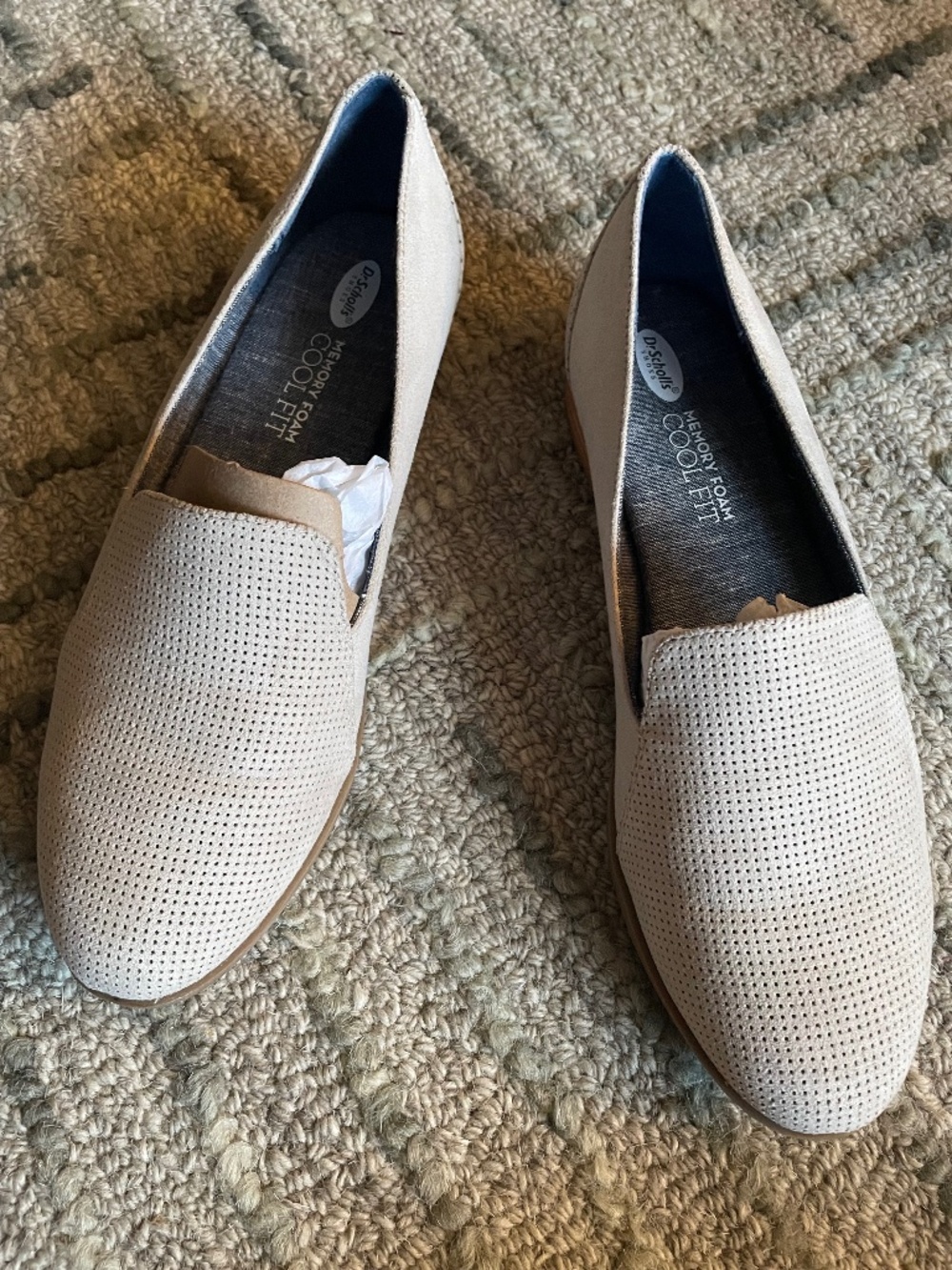 Dr. Scholl's Beige Perforated Slip-On Flats